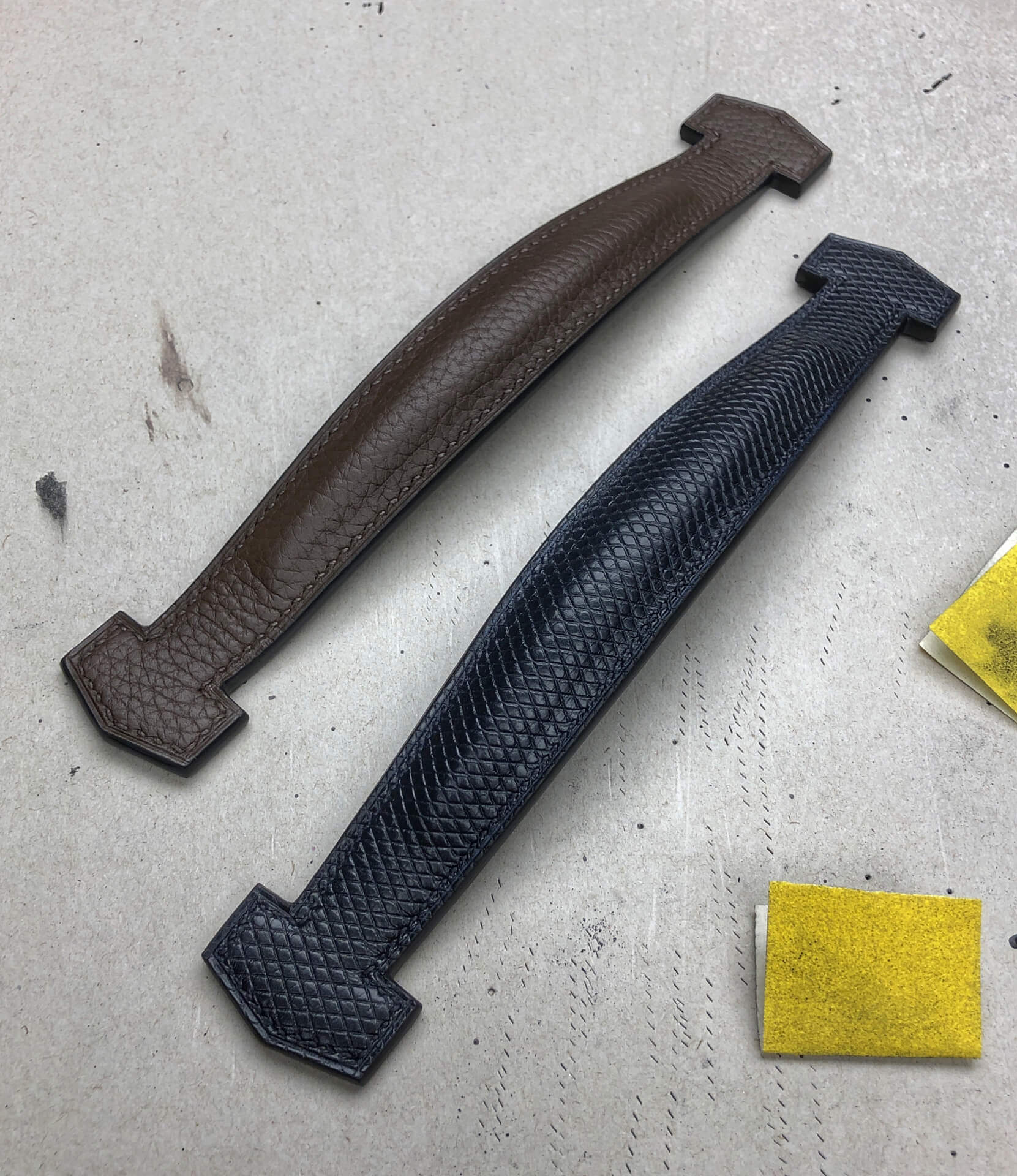 handles of the hackney briefcase before bag assembly