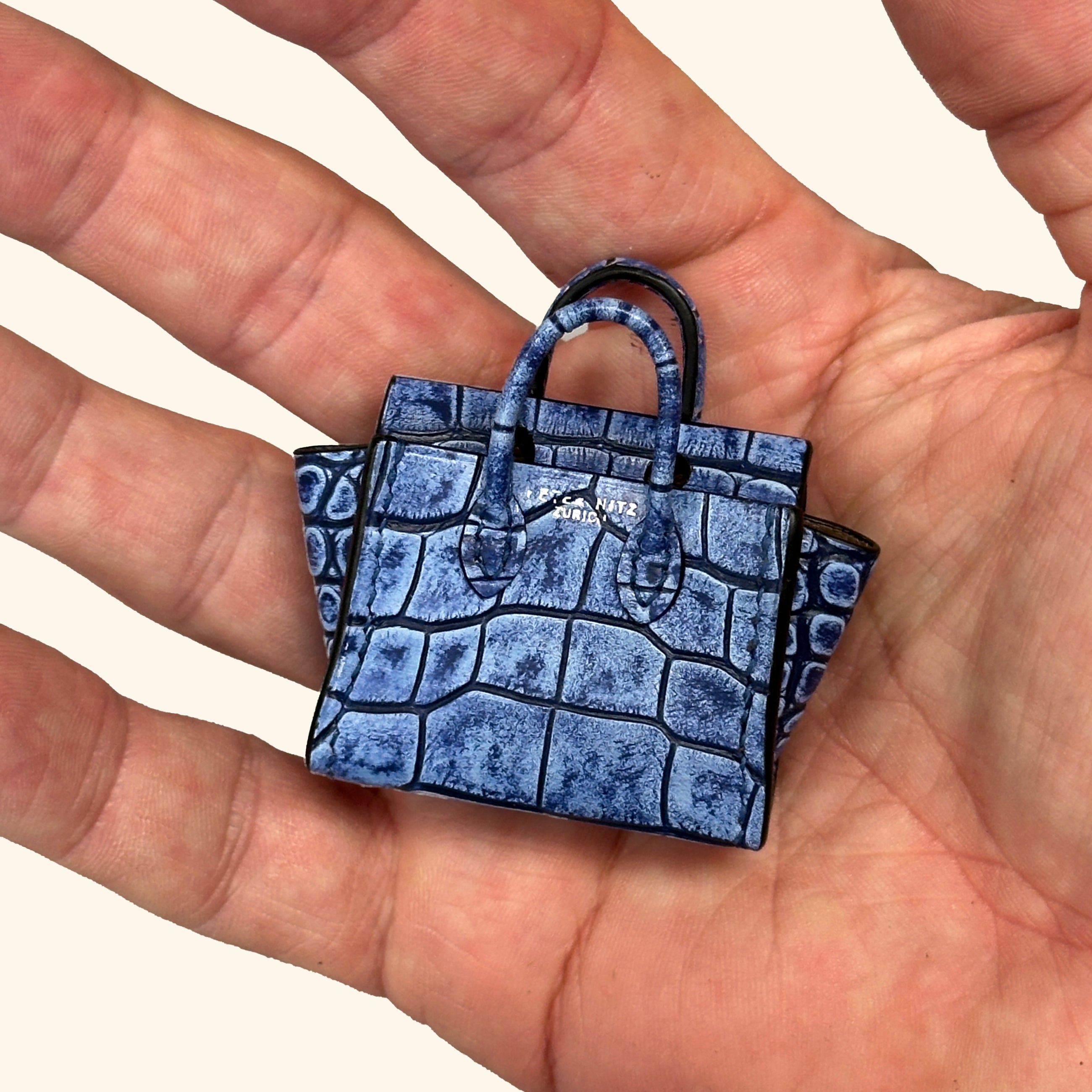 Micro Dream Bag in Denim Alligator